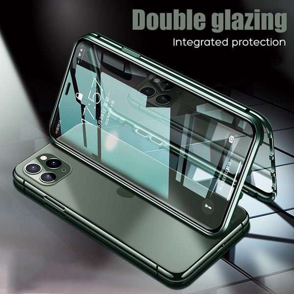 

магнитная адсорбция металлического телефона чехол для iphone 11 pro max xr xs max double glass магнит крышка для iphone 11 6 7 8 6s plus слу