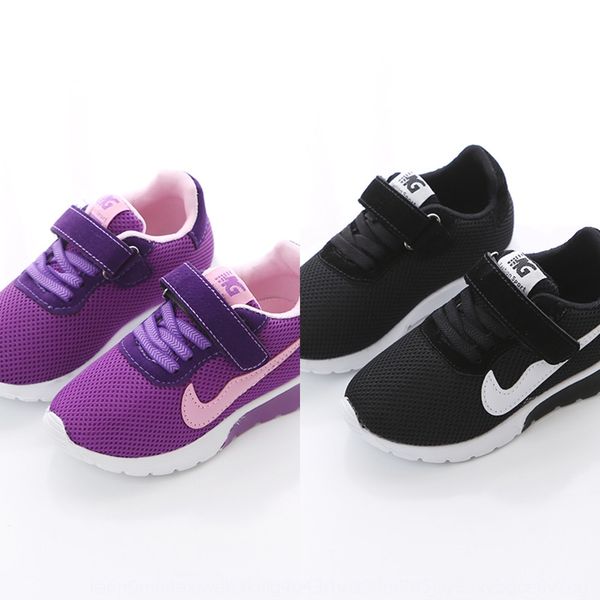 

children breathable sneakers in the big velcro sports magic sports mesh casual shoes men women children's shoes, Black