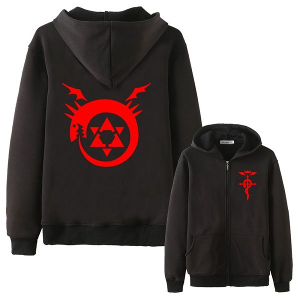 

holran anime cos fullmetal alchemist edward elric hooded hoodie fullmetal alchemist alphonse winry rockbell hoodie jacket coat, Black