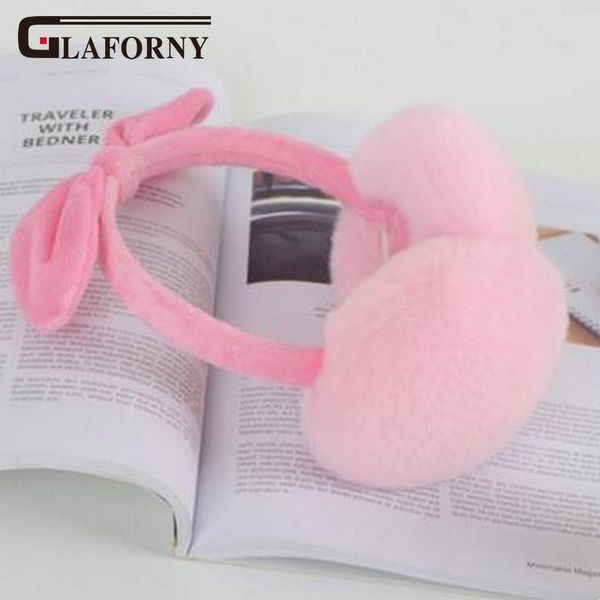 

2018 winter real rex fur earmuffs bow decorative warm sweet color ladies fluffy ear warmer girls fur headphones, Blue;gray