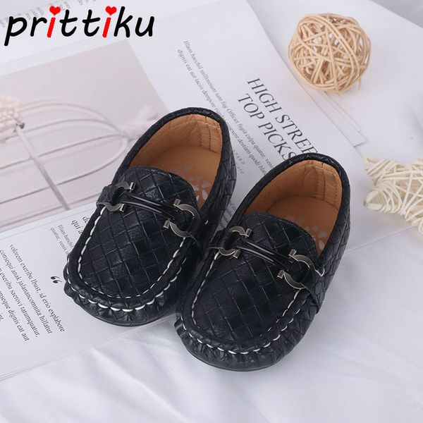 

2018 baby toddler boy girl pu leather loafers little kid fashion brand casual flats children black blue brown formal dress shoes, Black;grey