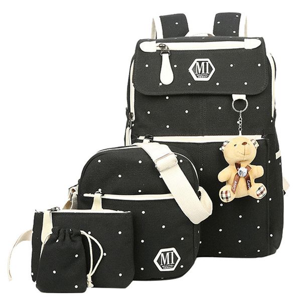 

4pcs/set fashion canvas women school backpacks college school bags for teenager girls boys rucksack moclila travel shoulder bag
