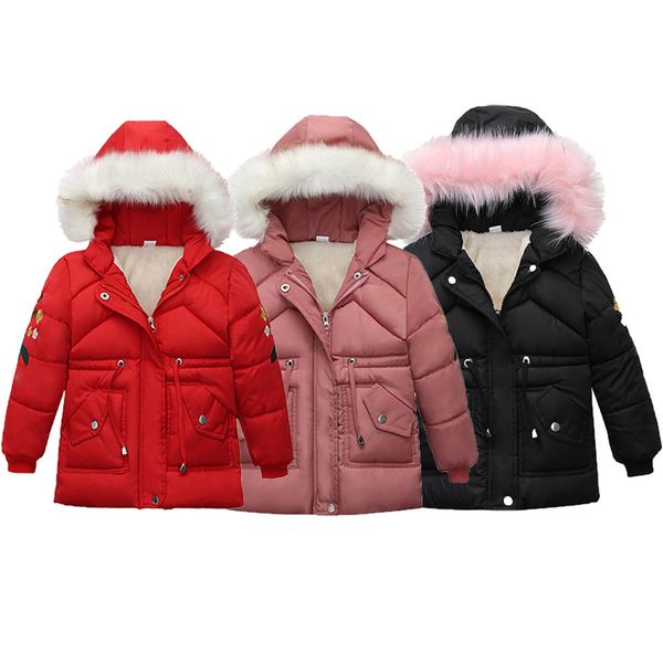 

children's long-sleeved hooded plush cotton padded warm coat boys girl winter coats jackets zip thick warm snow hoodie outwear, Blue;gray