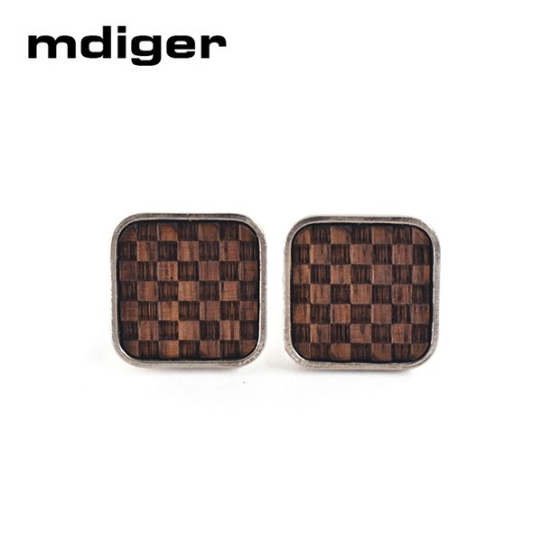 

mdiger french wooden cufflinks for mens formal shirt wood cuff links for wedding party square cufflink gentlemen jewelry, Silver;golden