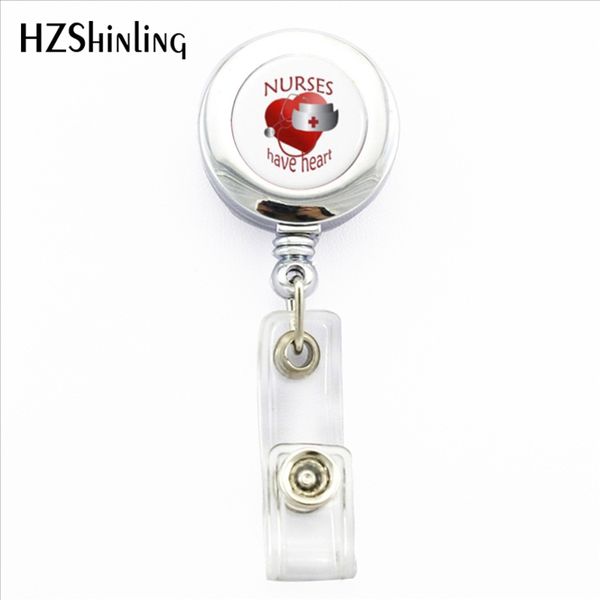 

2017 new nurses have heart badge holder doctor medical symbo id card holders with clip nurse gift glass p office badges reel, Gray