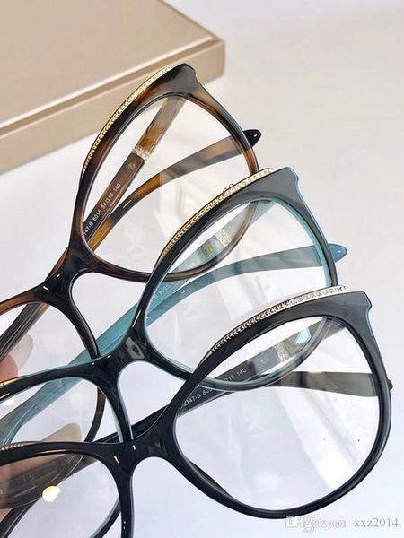 Design de luxo Plank Bluk Plank Frame eleglant Cateye Women Glasses 54-16-140tificial Diamond Diamo