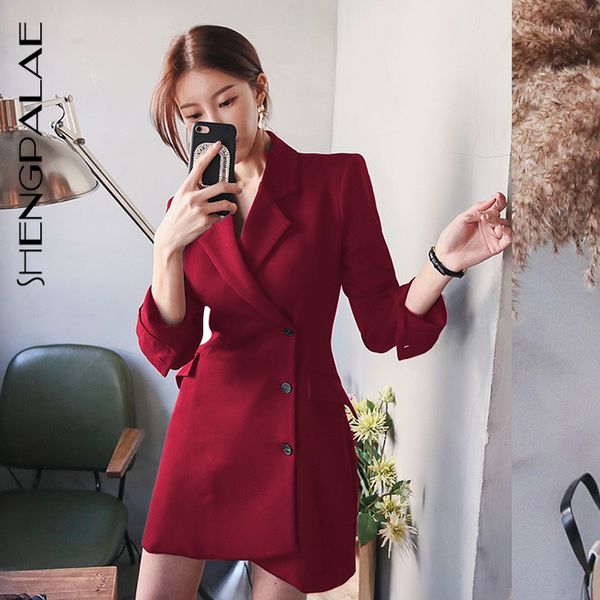 

shengpalae 2019 new spring turn-down collar black jackets long sleeve personlity irregular hem korean fashion women coat fi662, Black;brown
