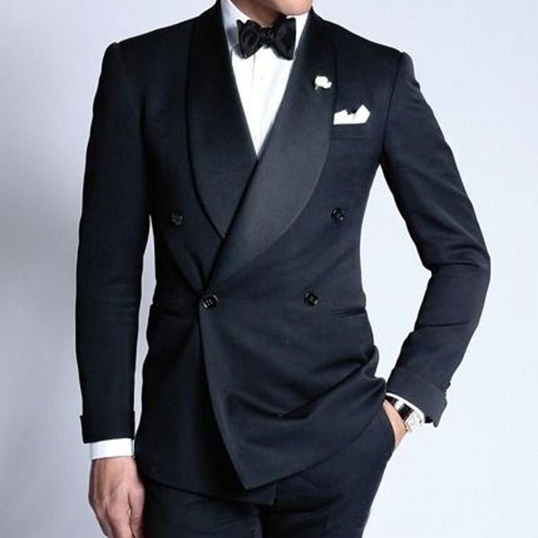 

double breasted navy wedding groom tuxedos for man suits 2022 shawl lapel slim fit tailored made two piece male blazer198v, Black;gray