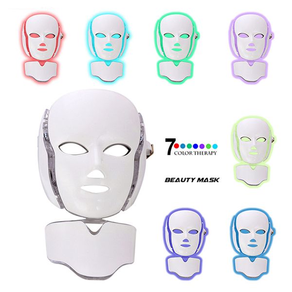 

Pdt 7 color led light therapy face beauty machine led facial neck ma k with microcurrent for kin whitening device hipping