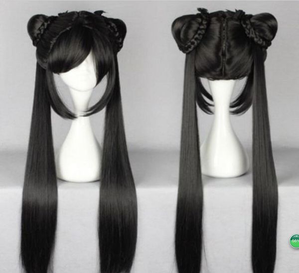 WIG Hot Sell! Lunga parrucca a due trecce nere disegnata per le ragazze Lolita Wigs