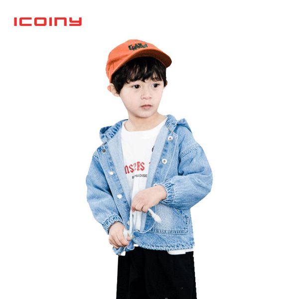 

baby boys denim jackets 2019 autumn kids hooded jeans coats with pockets children long sleeve cowboys outerwear girls hoodies, Blue;gray