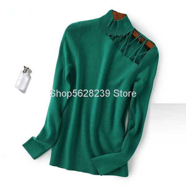 

70% wool blended knitting shirt 2020 fragrant shoulder solid color long sleeve small li collar sweater female, White;black