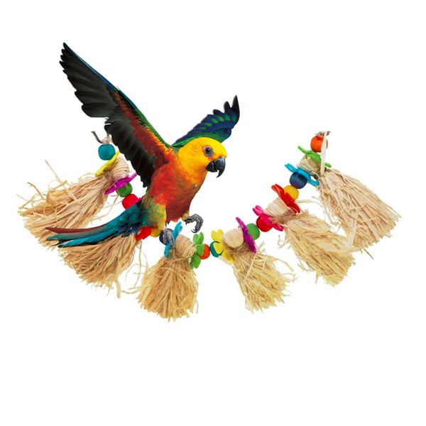 

small bird swing straw colorful parrot toys for bird parrot training