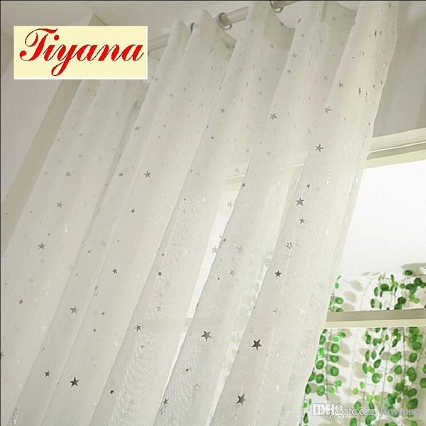 2019 White Curtains Star Gauze Screening Window Tulle Curtain