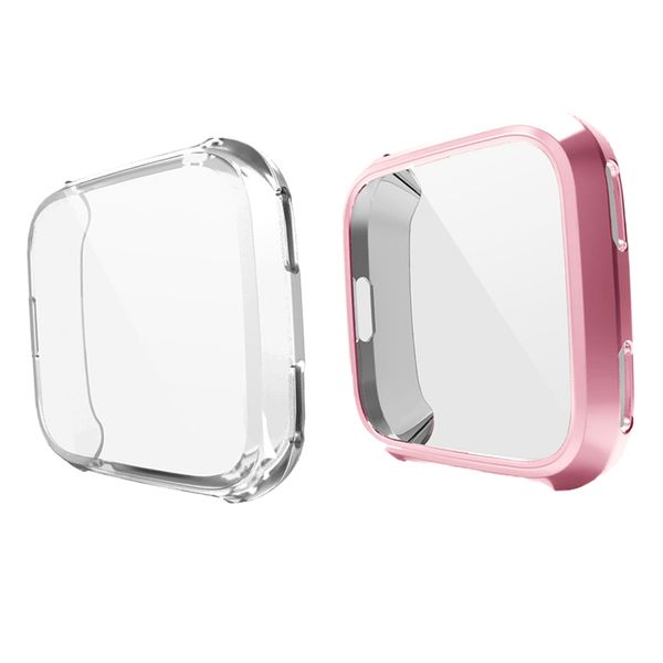 

2pcs tpu screen protector case ultra-thin clear cover for fitbit versa watch