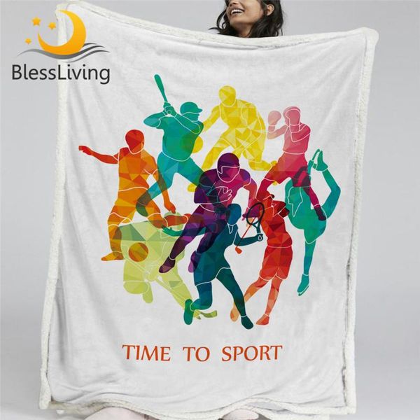 

blessliving time to sport blankets for bed colorful manta football basketball soft blanket for teen hockey box golf tennis plaid