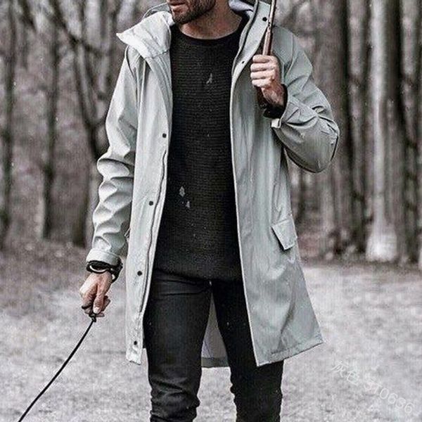 

adisputent men's coat fashion long winter jacket casual outerwear solid color overcoat men trench coat clothes male windbreaker, Black;brown
