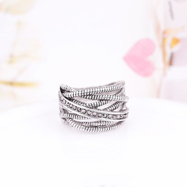 

new style women's retro ring thread cross zinc alloy versatile silver color fashion jewelry women finger ring