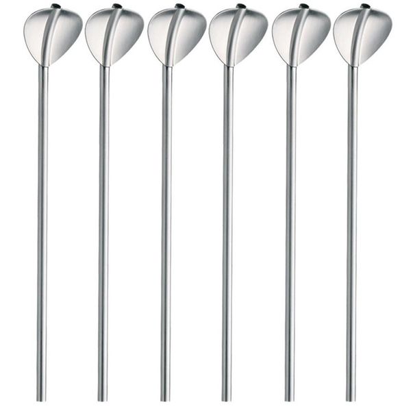 

6 pcs stainless steel metal drinking straw reusable straws cocktail spoons set bar tool kitchen accessories drop shipping m3