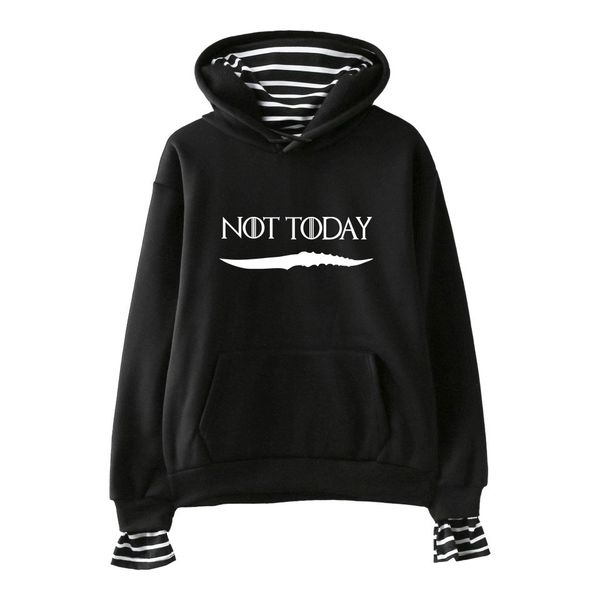 

arya stark not today hoodies kpop cotton turtlenecks oversized hoodie sweatshirt women hoodies moletom plus size, Black