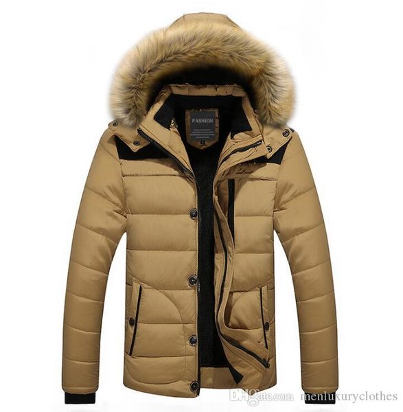 

winter men hooded designer down jackets fur design fleece warm thick coats clothes, Black