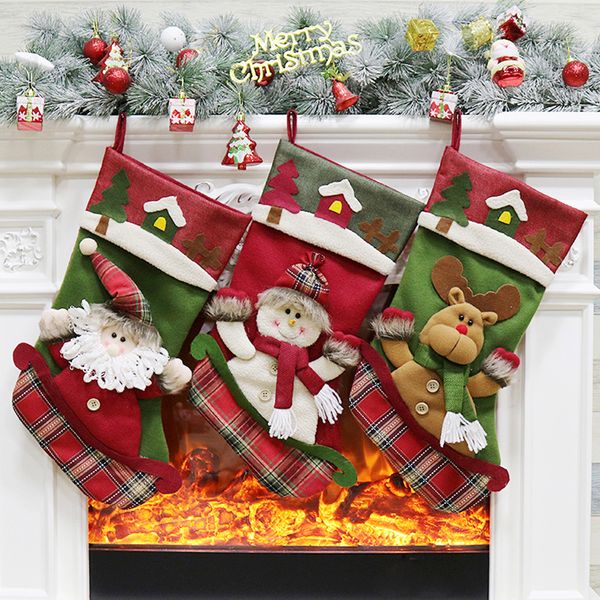 

xmas candy storage christmas socks candy bag christmas gifts tree ornament stocking santa claus snowman sock decor usps