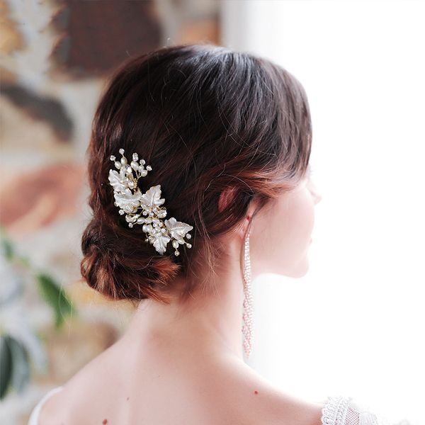 

creative design wedding hair accessories hand-made pearl water drill comb bride headpiece