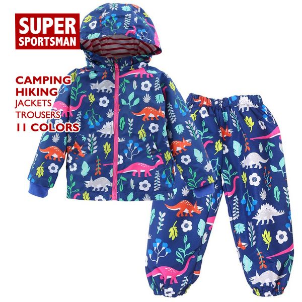 

kids softshell hiking clothing set children fleece waterproof jackets soft shell girl outdoor windproof coats camping warm pants, Blue;black