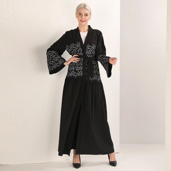 

wholesale muslim women black abaya dress s-2xl plus size middle east women floral print jilbab abaya, Red