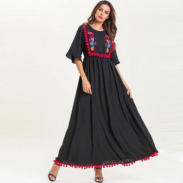 

muslim tassel abaya robe kaftan dubai ramadan hijab dress turkey abayas for women jilbab caftan elbise turkish islamic clothing, Red