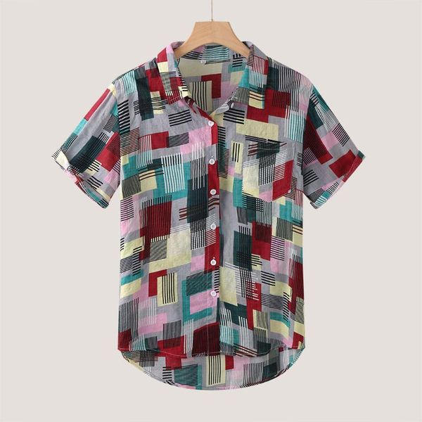 

summer regular-fit male fashion clothes shirt summer men's casual loose short sleeve shirts print button down shirt, White;black