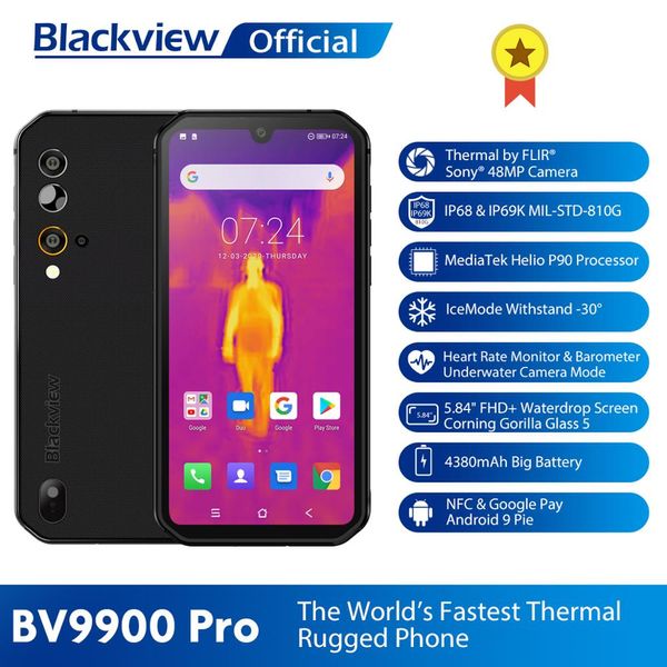 

Blackview BV9900 Pro тепловизионная камера смартфон IP68 водонепроницаемый 8GB + 128GB Helio P90 Прочный телефон Quad 48MP Mobile
