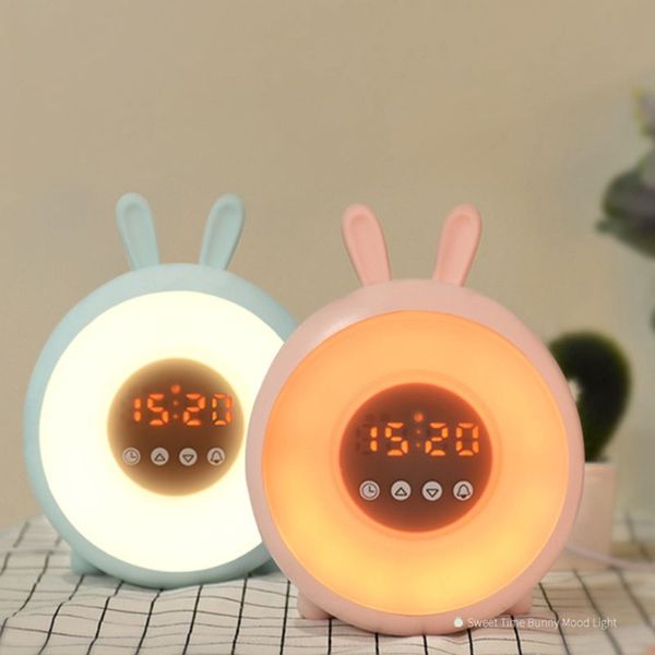 

cute alarm clock wake up light with colorful led nature night lamp