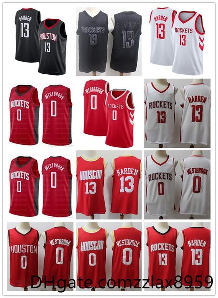 

2020 mens jersey 13 james harden houston nba 0 russell westbrook red black white rockets basketball jerseys, Black;red