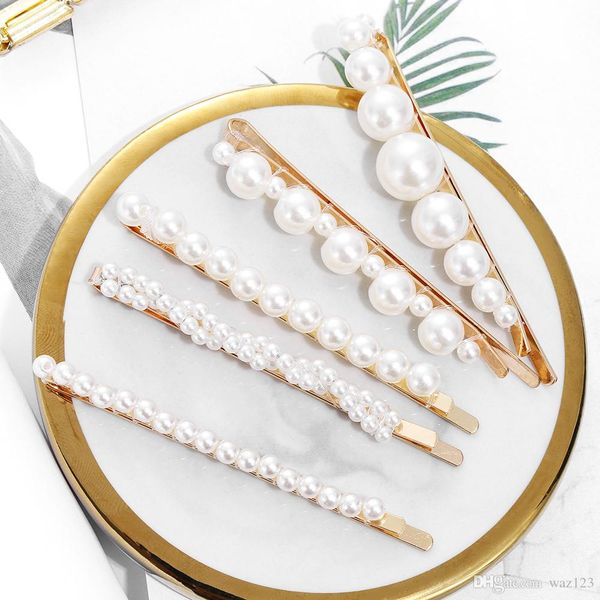 Women Fashion Pearl Hair Clip Comb Pin Barrette Hairpin Headdress