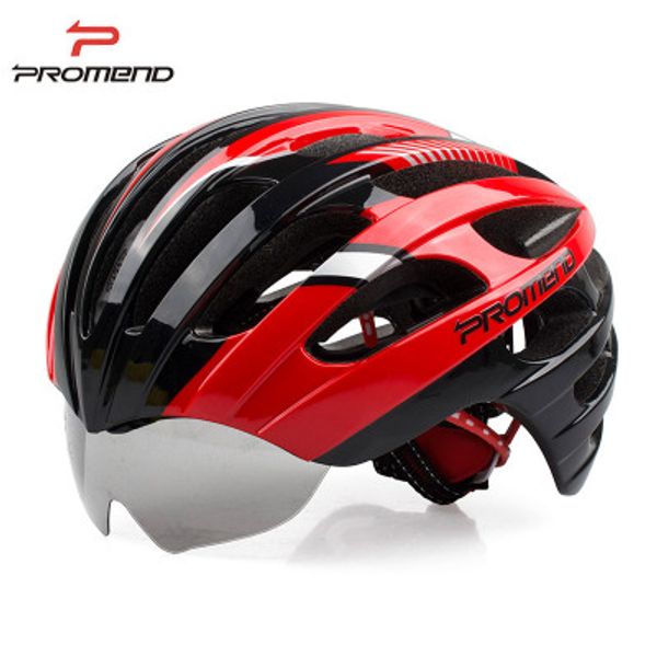 

promend mountain bike helmet head lightweight road bike riding cap men and women goggles