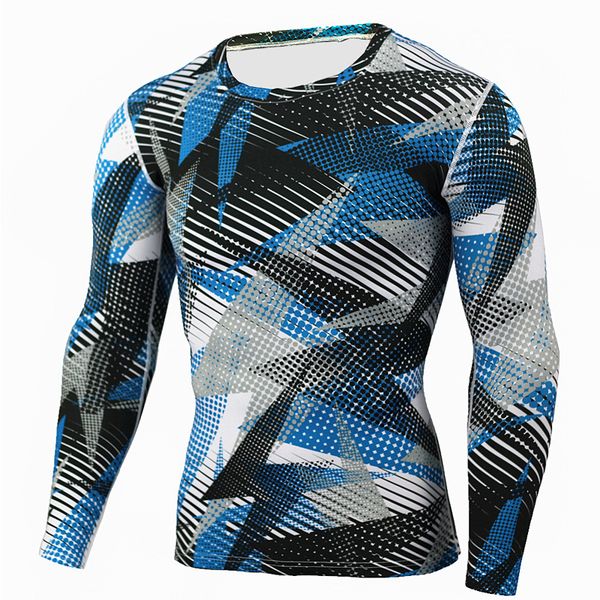 

new sport shirt men clothing long sleeve printing running shirt men compression quick-drying gym t rashgard, Black;blue