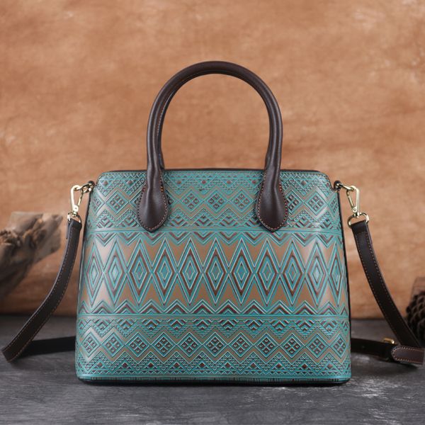 

women fashion ethnic style features geometric printed pattern concise retro large capacity shoulder bag crossbody office daily