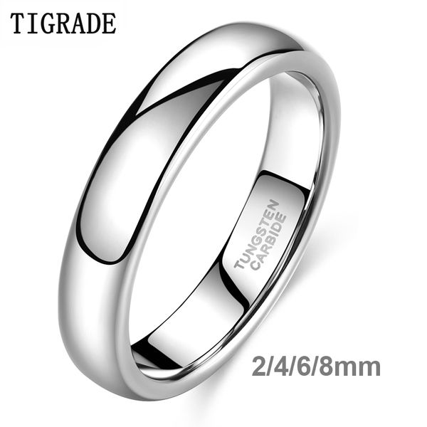 

tigrade classic jewelry 2/4/6/8mm cute men women simple rings polish100% pure tungsten carbide ring wedding band engagement ring, Golden;silver