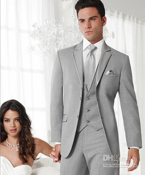 

новые сшитые slim fit groom смокинги светло-серый отворот отворот лучший мужской костюм свадебный groomsman мужские костюмы жених (куртка, Black;gray