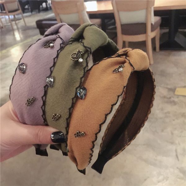 

simple solid color hair hoop headband fashion women girls woollen lace hairband hair bands headwear accessories