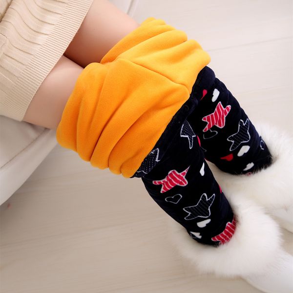 

winter girl leggings velvet thicken warm star print girl pants kids children pants winter clothing 3-8 years, Blue