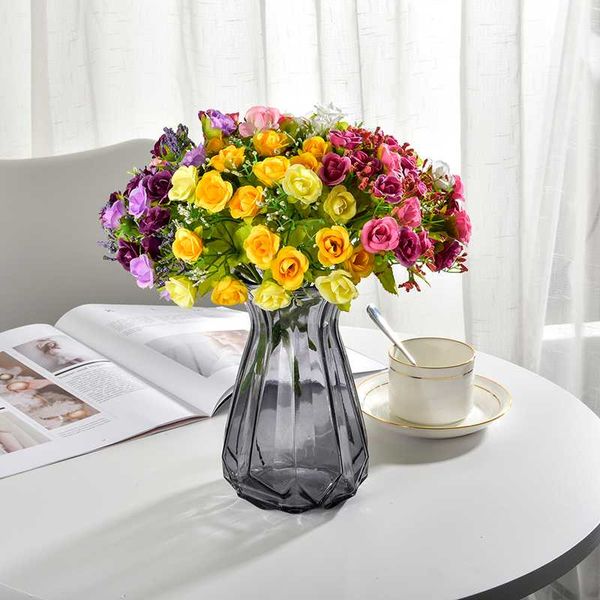 

21 heads romantic provence decoration rose flower silk artificial flowers simulation flower wediing party home table decor