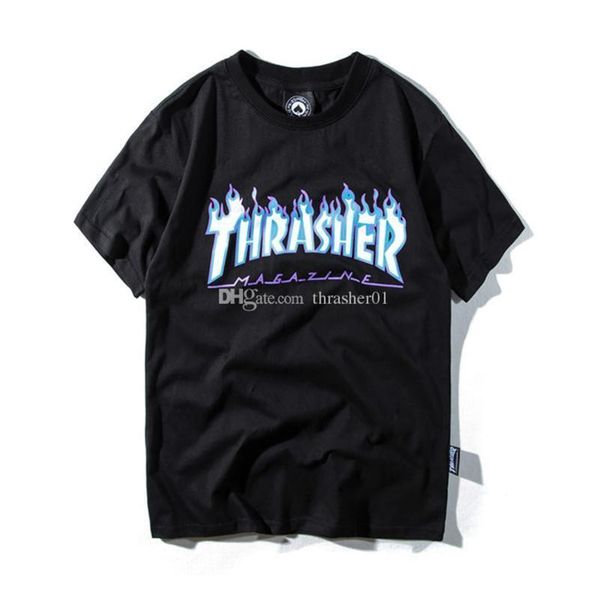 

thrasher мужские новые дизайнерские футболки хип-хоп с коротким рукавом высокое качество ретро мужчины женщины письмо печати тройник s322q, White;black