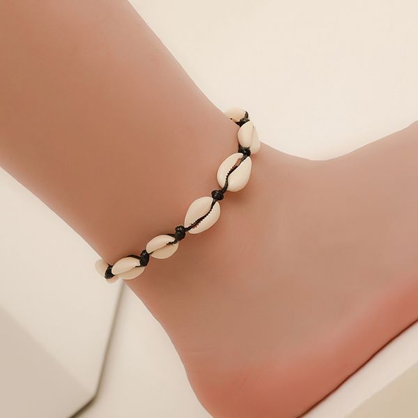 

new fashion shell pearl anklet bracelet small jewelry female models black white rope bracelet imitation pearl chain, Golden;silver