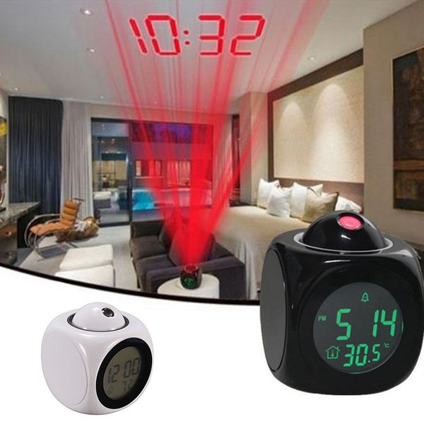 

multifunction digital alarm clock with led voice talking projection temperature snooze function timing projection clock