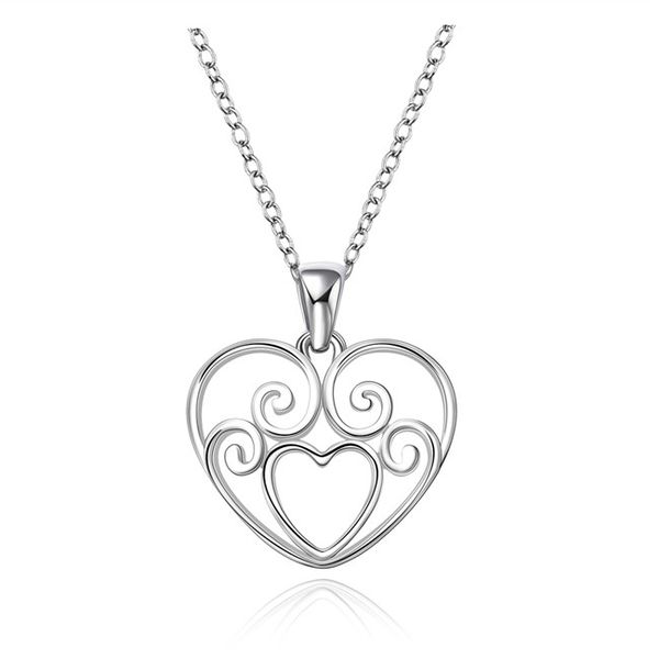 

gift heart sterling silver plated jewelry necklace for women wn647,nice 925 silver pendant necklaces with chain