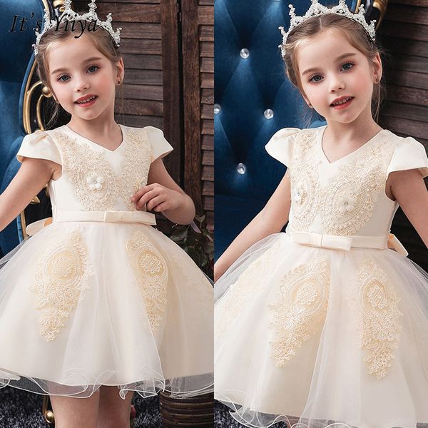 

it's yiiya flower girl dresse elegant print o-neck girls pageant dresses apliques short tank vestidos de noches para ninas 191, Red;yellow