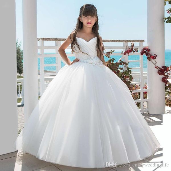 

ball gown sweetheart flower girl dresses for weddings sleeveless flower pleat first communion dress for girls 2020, White;blue