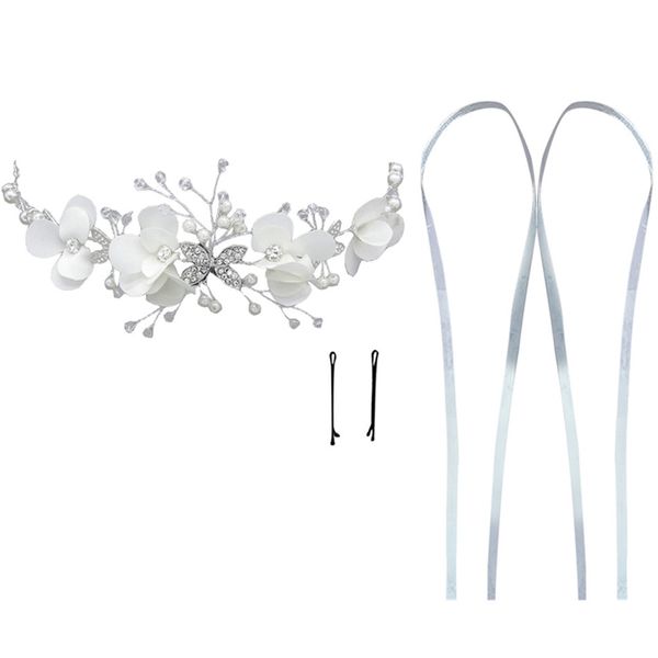 

headwear beaded hair accessories ceremonial party wedding decoration floral ornaments, Golden;white